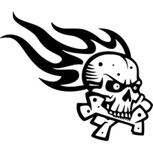 Alevli Kurukafa - Araç, Oto, Laptop, Duvar Uyumlu Sticker 20*18 cm