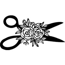 Güllü Makas Sticker Oto Motor Laptop Duvar Folyo Sticker 25X12 cm