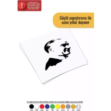 Atatürk Silüeti Sticker Oto Motor Laptop Duvar Folyo Sticker 50 x 55 cm