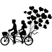 Bisikletli Sevgililer Oto Motor Laptop Duvar Folyo Sticker 25X20 cm