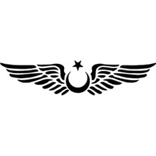 Kanatlı Ay Yıldız Sticker (Oto-Motor-Laptop-Duvar-Dekor) 30 x 6 cm