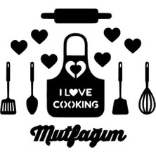 Mutfağımı Seviyorum Sticker Oto Motor Laptop Duvar Folyo Sticker 10X9 cm
