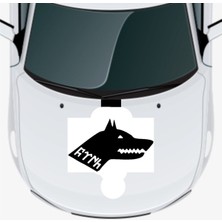 Göktürkçe Türk Yazılı Kurt 2 Oto Kaput Sticker  40 x 40 cm