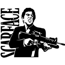 Scarface Sticker (Oto-Motor-Laptop-Duvar-Dekor) 10 x 8 cm