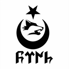 Göktürkçe Türk Kurt Hilal (Oto-Motor-Laptop-Duvar-Dekor) 10 x 15 cm