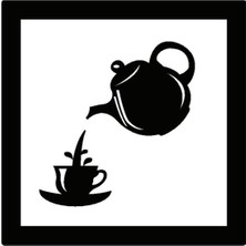 Demlik ve Fincan Temalı (Oto-Motor-Laptop-Duvar-Dekor) 10 x 10 cm