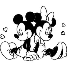 Mickey Minnie Sırt Sırta Sticker (Oto-Motor-Laptop-Duvar-Dekor) 20 x 16 cm