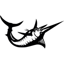 Kılıç Balığı Oto Motor Laptop Duvar Folyo Sticker 10X5 cm
