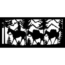 Avcılar ve Orman Temalı (Oto-Motor-Laptop-Duvar-Dekor) 10 x 5 cm