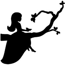 Dalda Oturan Kız Sticker (Oto-Motor-Laptop-Duvar-Dekor) 20 x 20 cm