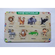 Edkzeka Ahşap Vahşi Hayvanlar Baskılı Puzzle Eğitici Oyuncak