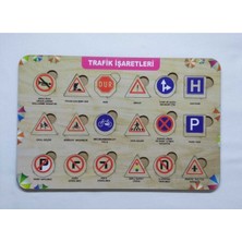 Edkzeka Ahşap Trafik Işaretleri Puzzle Eğitici Oyuncak