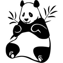 Bambu Yiyen Sevimli Panda Oto Motor Laptop Duvar Folyo Sticker 20X24 cm