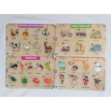 Edkzeka Ahşap Baskılı Puzzle-4 Lü Set-Eğitici Oyuncak