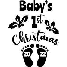 Babys First Christmas 2022 Sticker (Oto-Motor-Laptop-Duvar-Dekor) 10 x 13 cm