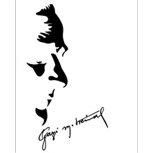 Atatürk Silüeti ve Imzalı Sticker (Oto-Motor-Laptop-Duvar-Dekor) 10 x 32 cm