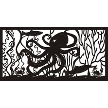 Ahtapot ve Balıklar Temalı (Oto-Motor-Laptop-Duvar-Dekor) 10 x 5 cm