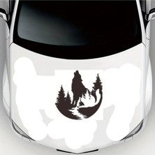 Orman ve Uluyan Bozkurt Oto Kaput Sticker  45 x 47 cm