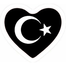 Kalp Türk Bayrağı Motosiklet Siperlik Sticker 10 x 10 cm