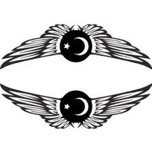 Ayyıldızlı Kanat Oto Yan Cam Sticker Sağ/sol 2 Adet 20 x 5 cm