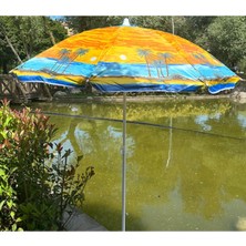 Eğilebilen 8 Telli Polyester Plaj Şemsiyesi 180CM, Turuncu, Bidon Dahil Değil