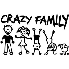 Crazy Family Sticker Oto Motor Laptop Duvar Folyo Sticker 25 x 15 cm