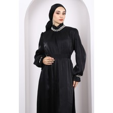 Siyah Kol Yaka Taşlı Abiye