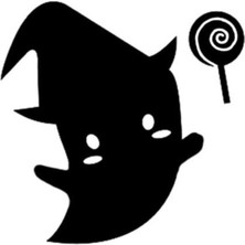 Sevimli Hayalet Oto Motor Laptop Duvar Folyo Sticker 25 x 22 cm