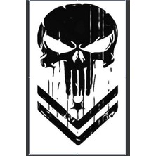 Punisher Oto Motor Laptop Duvar Folyo Sticker 15 x 21 cm