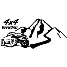 4x4 Off Road ve Dağlar Sticker (Oto-Motor-Laptop-Duvar-Dekor) 20 x 10 cm