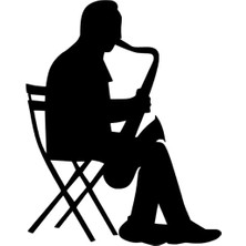 Saksafon Çalan Adam Sticker Oto Motor Laptop Duvar Folyo Sticker 10X12 cm