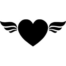 Kanatlı Kalp Sticker (Oto-Motor-Laptop-Duvar-Dekor) 10 x 4 cm