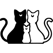 Kedi Ailesi Sticker Oto Motor Laptop Duvar Folyo Sticker 10X6 cm