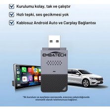Embatech Araç Içi 2in1 Android ve Apple Cihazlar Için Kablosuz Android Auto ve Carplay Adaptörü (EMT-004)