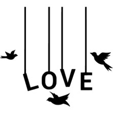 Love ve Kuşlar Sticker Oto Motor Laptop Duvar Folyo Sticker 15X13 cm
