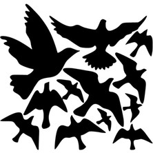 Uçan Kuşlar Sticker Oto Motor Laptop Duvar Folyo Sticker 25X25 cm