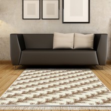Alanur Home Kaymaz Dijital Mutfak & Salon Halı Yıldız Deri Saçaklı Vintage AL5010 Bej