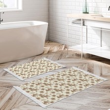 Alanur Home Kaymaz Taban Djt Klozet Takımı Star Pamuk Saçaklı Vintage AL5009 Bej