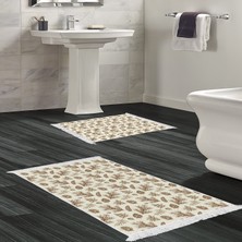 Dekoreko Kaymaz Taban Djt Klozet Takımı Luna Pamuk Saçaklı Vintage AL5007 Bej