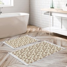 Dekoreko Kaymaz Taban Djt Klozet Takımı Luna Pamuk Saçaklı Vintage AL5014 Bej