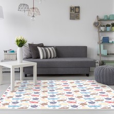 Dekoreko Kaymaz Dijital Mutfak & Salon Halı Luna Pamuk Çocuk AL5006 Beyaz