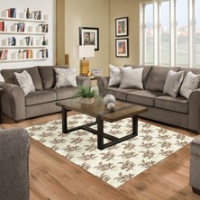 Alanur Home Kaymaz Dijital Mutfak & Salon Halı Star Pamuk Vintage AL5011 Bej