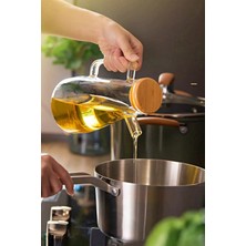 Sızdırmaz  ve Vakumlu Bambu Kapaklı Şık Yağdanlık & Sirkelik 900 ml