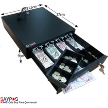 Saypos 4 Banknot Gözlü Yazarkasa Pos Bağlantılı ve Anahtardan Açılır Para Çekmecesi 33,5x37x9cm