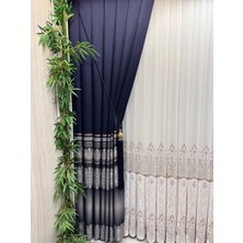 Nivemeshome FT632255 V-530 Antakya Lacivert 1/3 Sık Pileli Fon Perde Apm