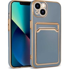 Apple iPhone 13 Kılıf Tknc Bark Kartlıklı Kapak-Mavi