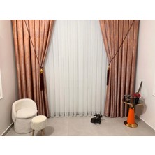 Nivemeshome Burçak Işlemeli  1/3 Sık Pileli Tül Perde Apm
