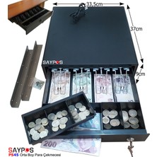 Saypos 4 Banknot Gözlü Masa Altı Montaj Askılı, Pos Bağlantılı, Anahtardan Açılır Para Çekmecesi 33,5x37x9cm
