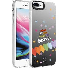 Apple iPhone 7 Plus Kılıf Desenli Tknc Silver Sert Kapak-Kalp