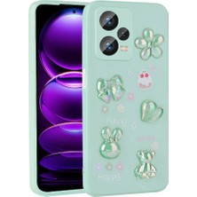 Xiaomi Redmi Note 12 4g Kılıf Kabartma Figürlü Parlak Tknc Toys Silikon Kapak-Açık Yeşil